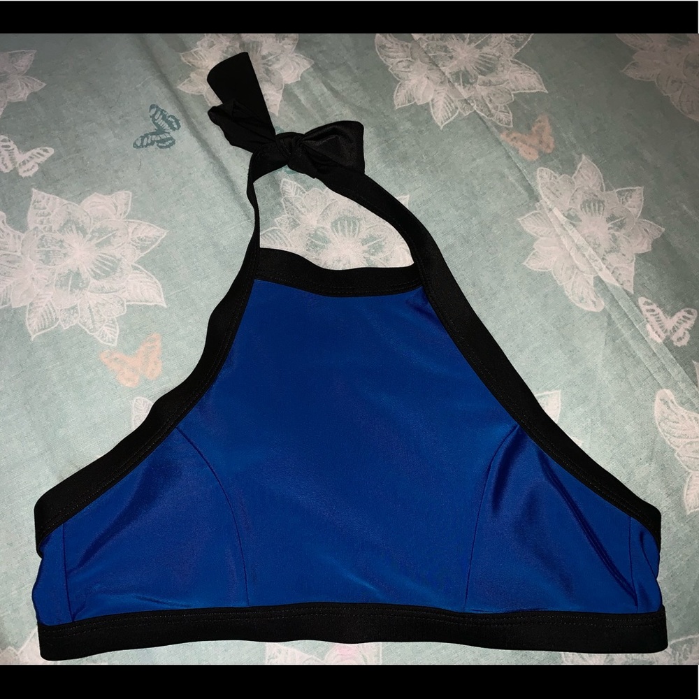 Blue halter bikini top
